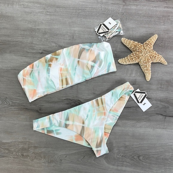 ☀️RVCA☀️ DYE DREAM BANDEAU DYE DREAM CHEEKY BIKINI SET - Picture 3 of 16